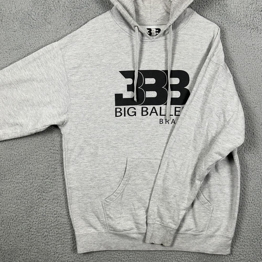 Big Baller Brand Sweatshirt Hoodie Mens XL Gray Graphic Drawstring Long Sleeve